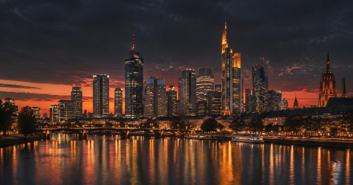Frankfurt skyline at dusk